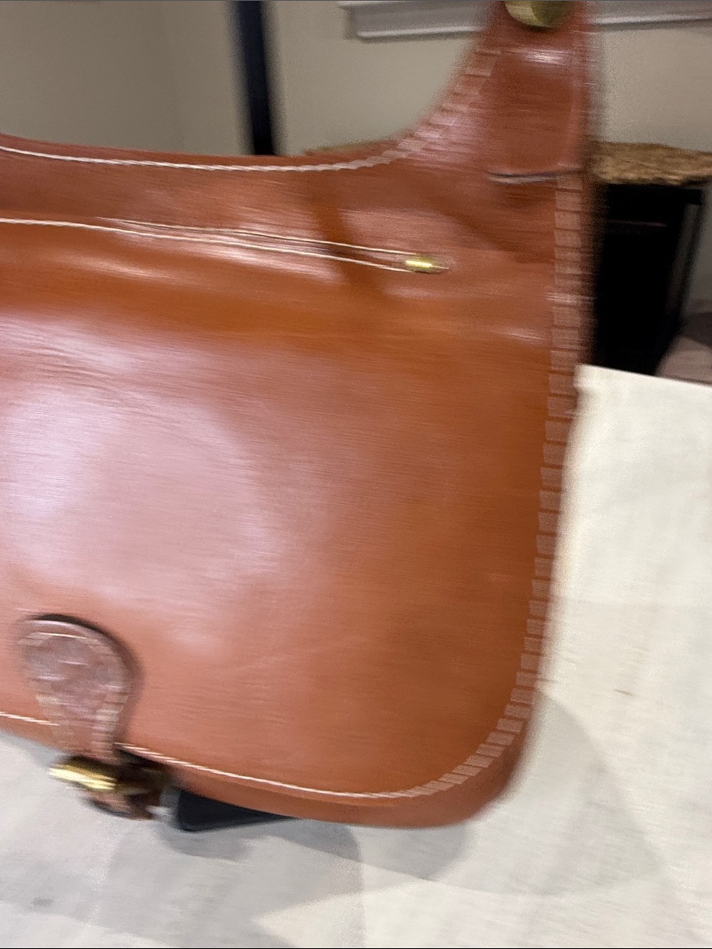 Vintage Patricia Nash Cognac Leather Saddle Bag with Buckle Detail - Picture 2 of 14